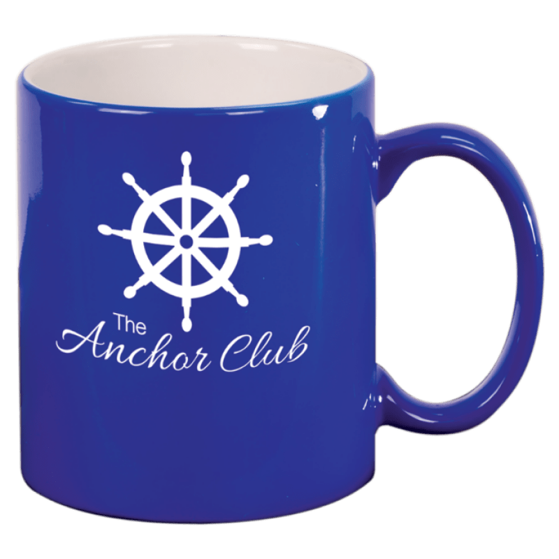 11 oz Blue Round Ceramic Mug