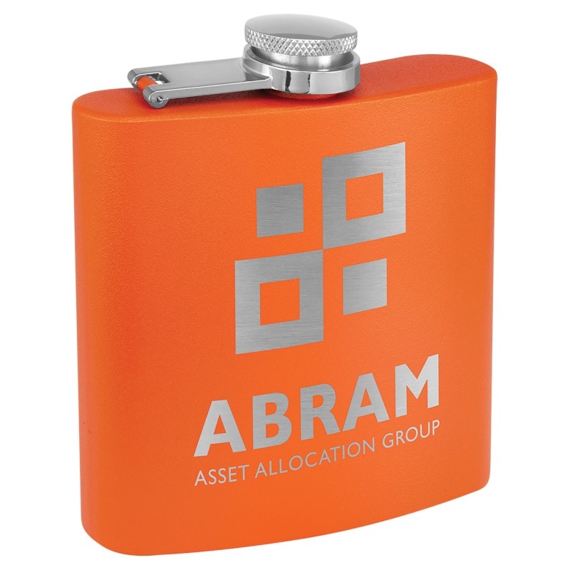 6 oz Powder Coated Flask Orange