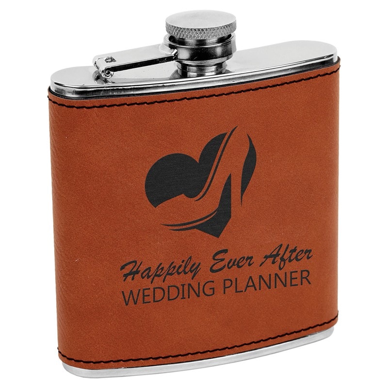 6 oz Rawhide Leatherette Flask