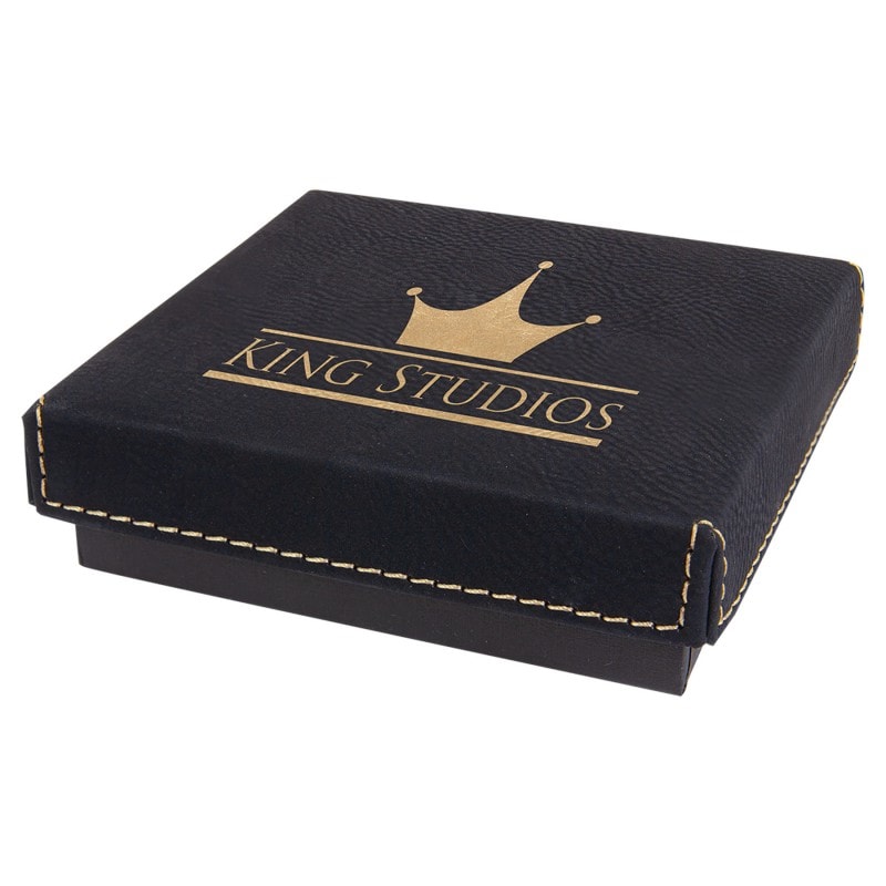 Large Black Gold Leatherette Gift Box