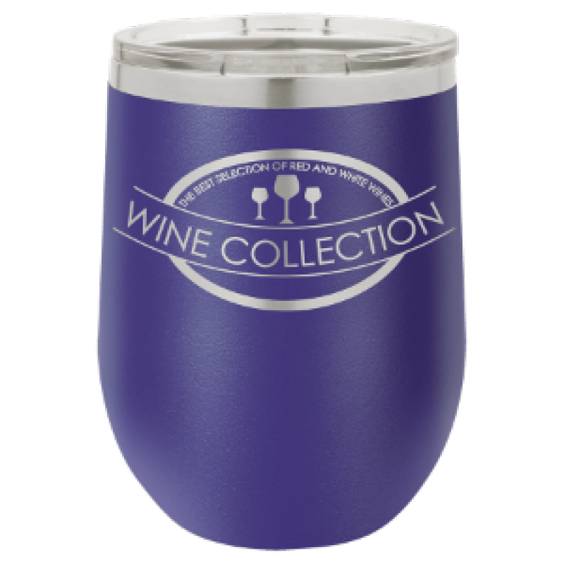 Polar Camel 12 oz Matte Purple Vacuum insulated Stemless Wine Tumbler with lid