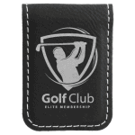 Small Black Silver leatherette Money Clip